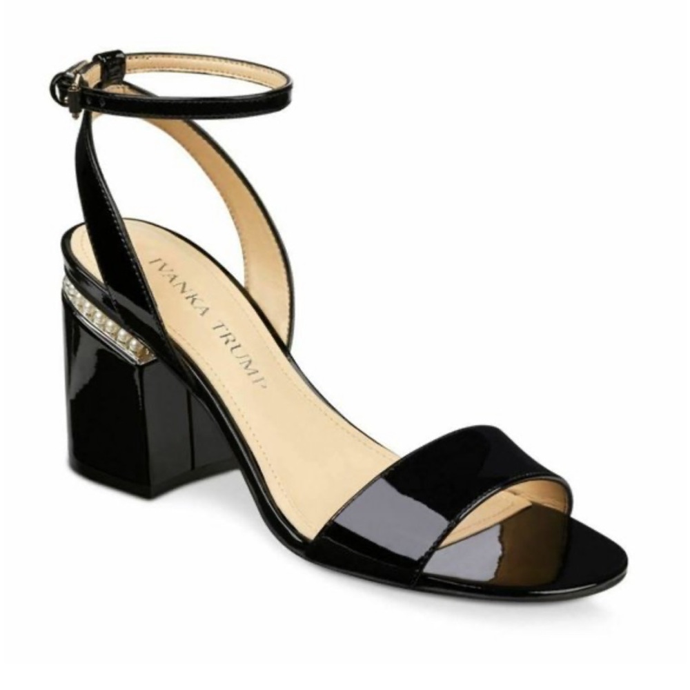 Ivanka Trump Anina Black Patent Block Heels Size 8
